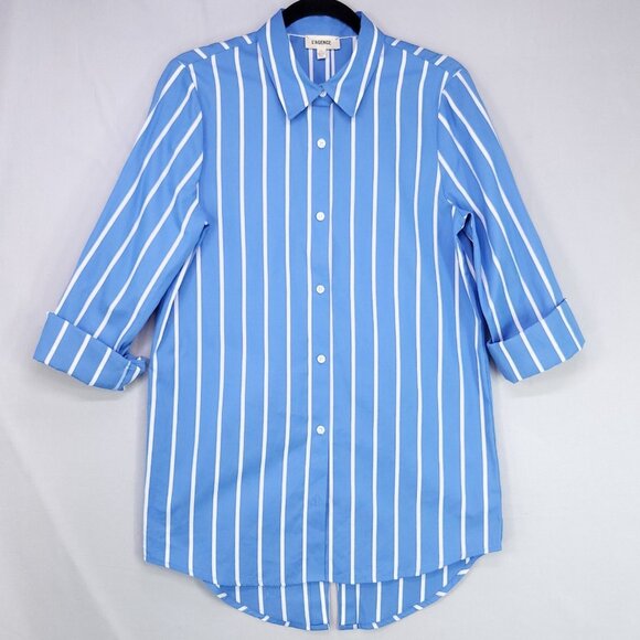 L’AGENCE Layla Tunic Blouse Back Vent Womens Small Oversized Button Front Stiped - Picture 2 of 15